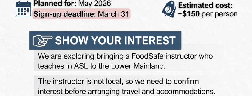 FoodSafe Level 1 in ASL flyer