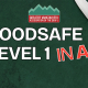 Promotional flyer for FoodSafe Level 1 in ASL. Graphic features a dark green background, basil leaves, a chef's knife.